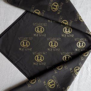 Usher My Way Bandana Smoky Black Gold Glitter Logo Print 20"x20" Hard to Find